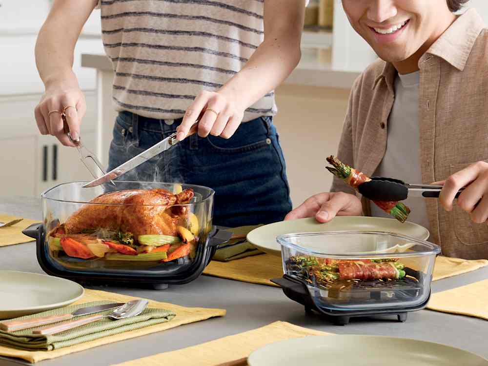 Interior em vidro da fritadeira de ar com controlo de temperatura