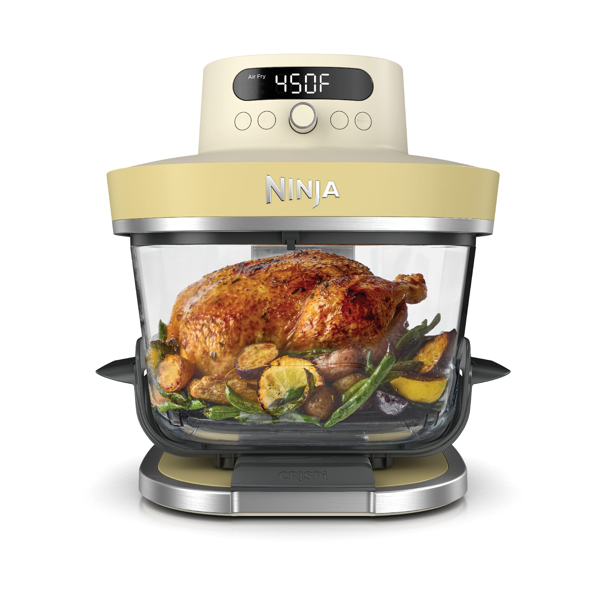 Ninja Crispi Pro, fritadeira de ar 6 em 1 com recipiente de vidro, cor amarelo manteiga